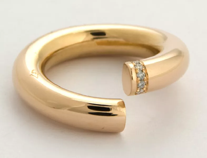 Bague anneau biais or 7 diamants